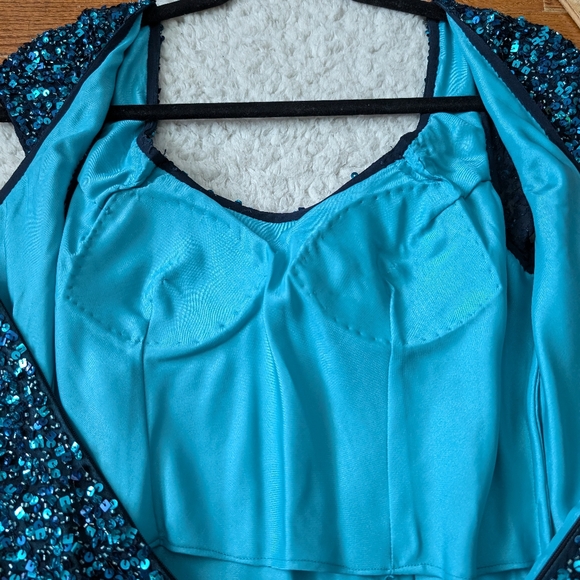 Scala Vintage Sequined Beaded Mini Evening Dress XSmall Blue - Picture 12 of 16